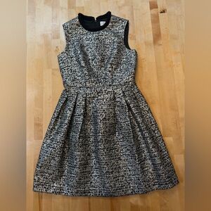 Belle Badgley Mischka Metallic Silver and Black Sleeveless Fit and Flare Dress